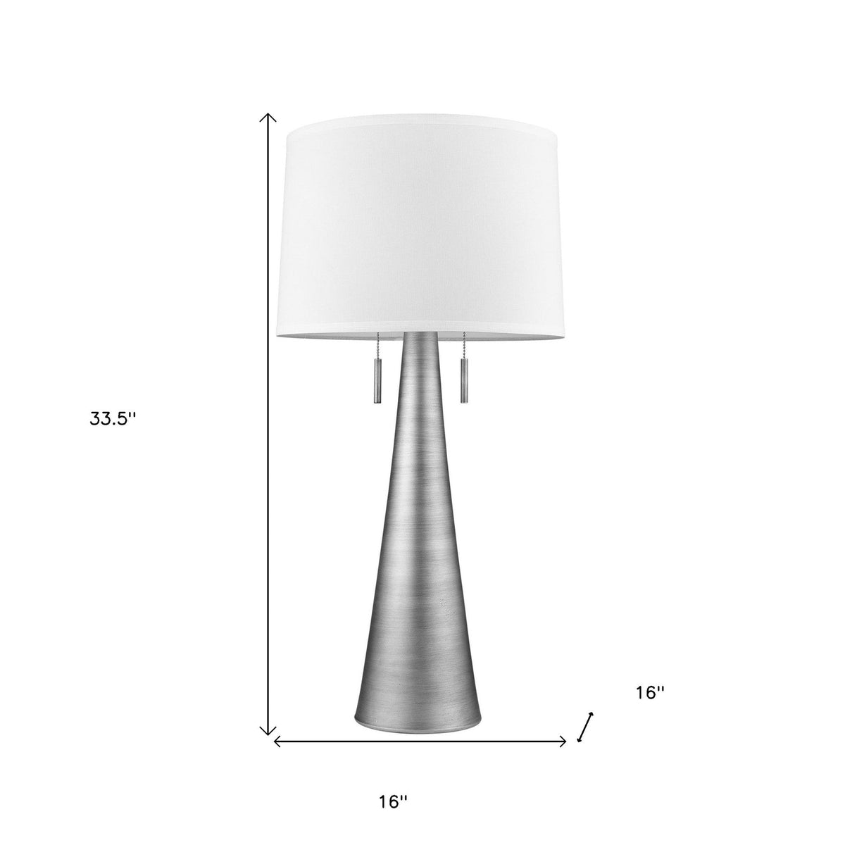 Empire 34" 2-Light Silver Table Lamp, White Empire Shade