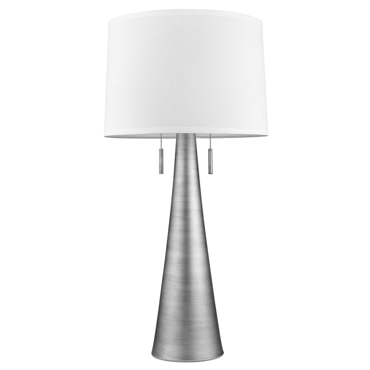 Empire 34" 2-Light Silver Table Lamp, White Empire Shade