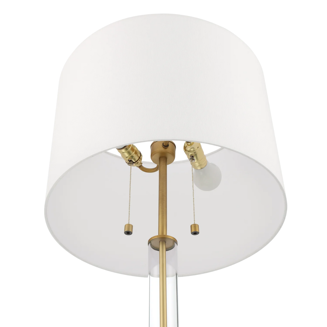 Laurel Floor Lamp with Glass Cylinder, Polished Nickel