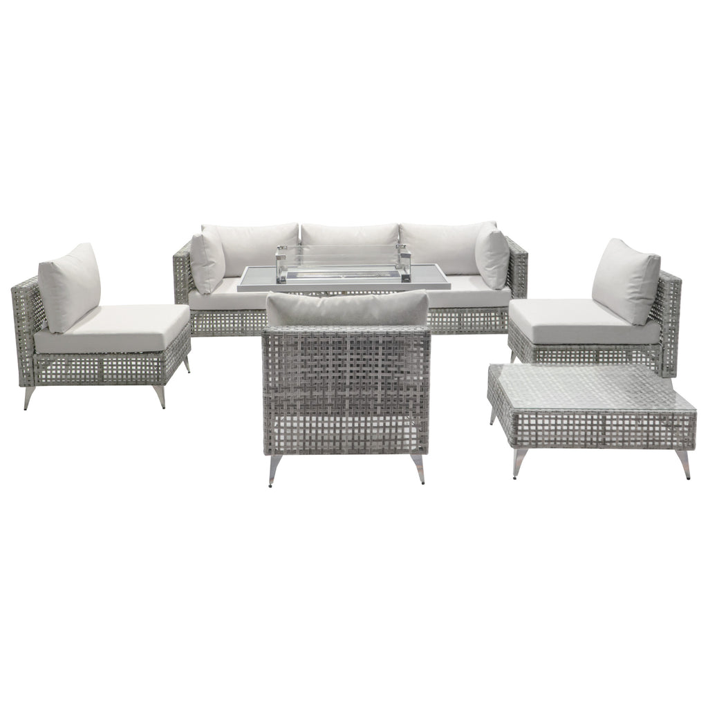 K&K patio 8-Piece Patio Furniture Set with 43" Fire Pit