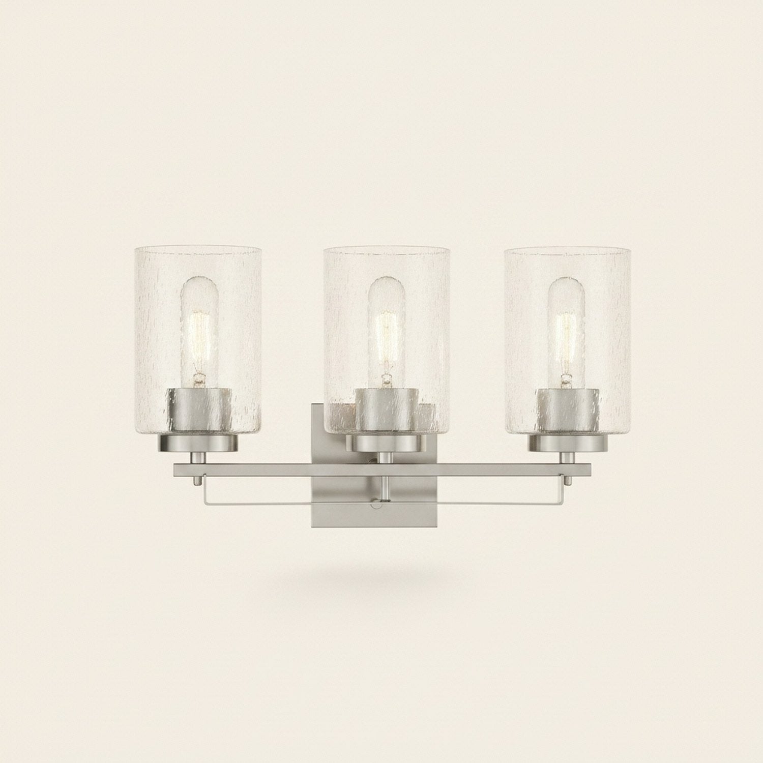 Silver Metal and Textured Glass Three Light Wall Sconce - hero