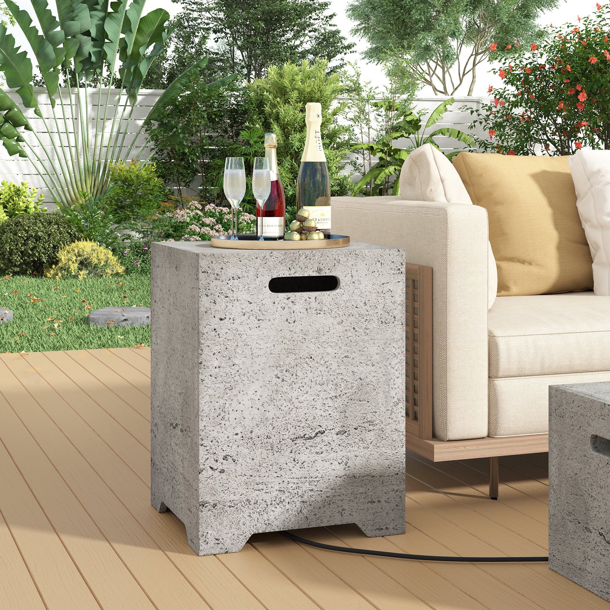 U_STYLE 2-in-1 Outdoor Fire Pit & Propane Tank Stand Set