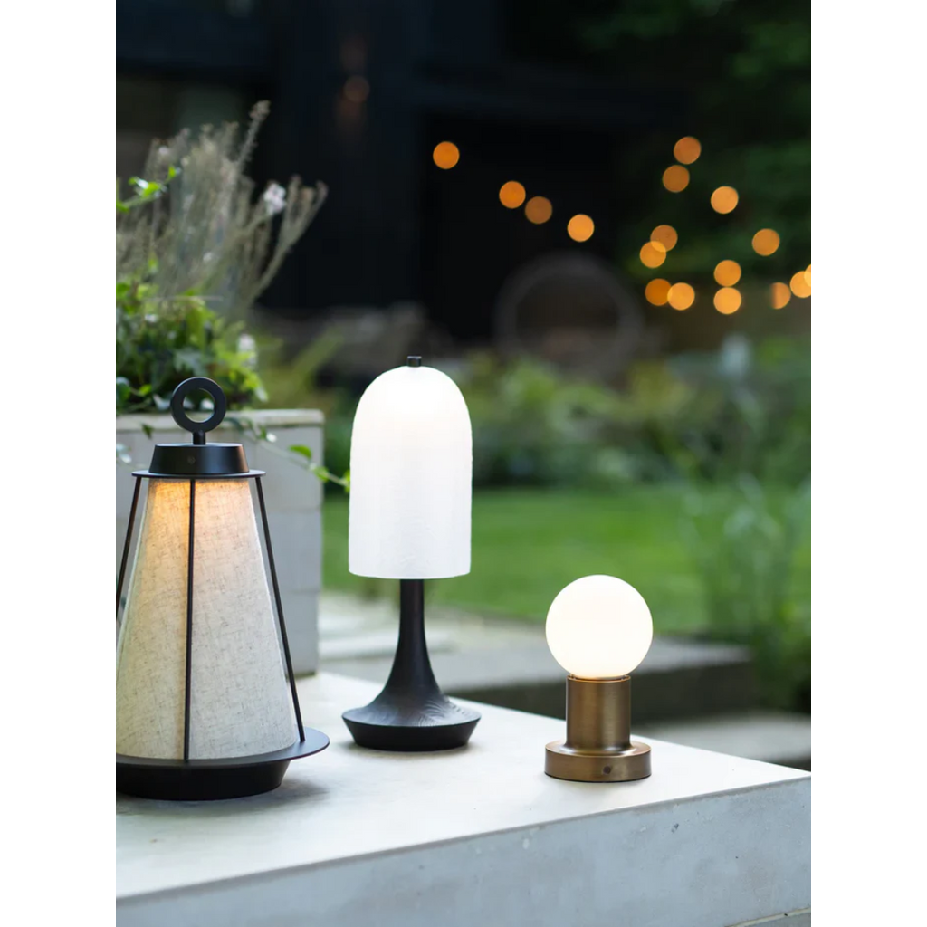 Porta - Aged Brass and Opal Table Lamp, Rechargeable