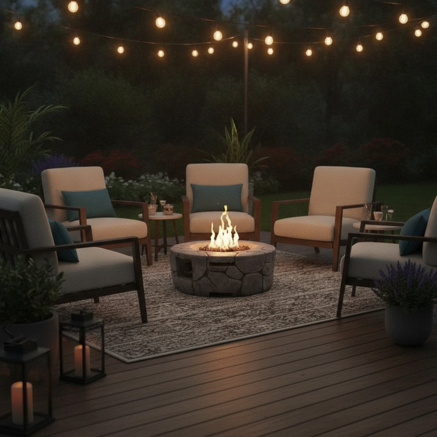 40000 BTU 28" Gray Steel Propane Round Fire Pit With Cover - L2