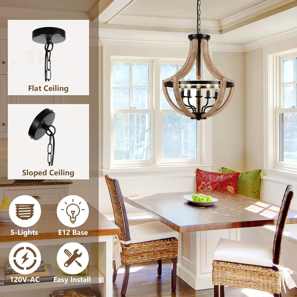 19" Farmhouse Chandelier Light Fixtures
