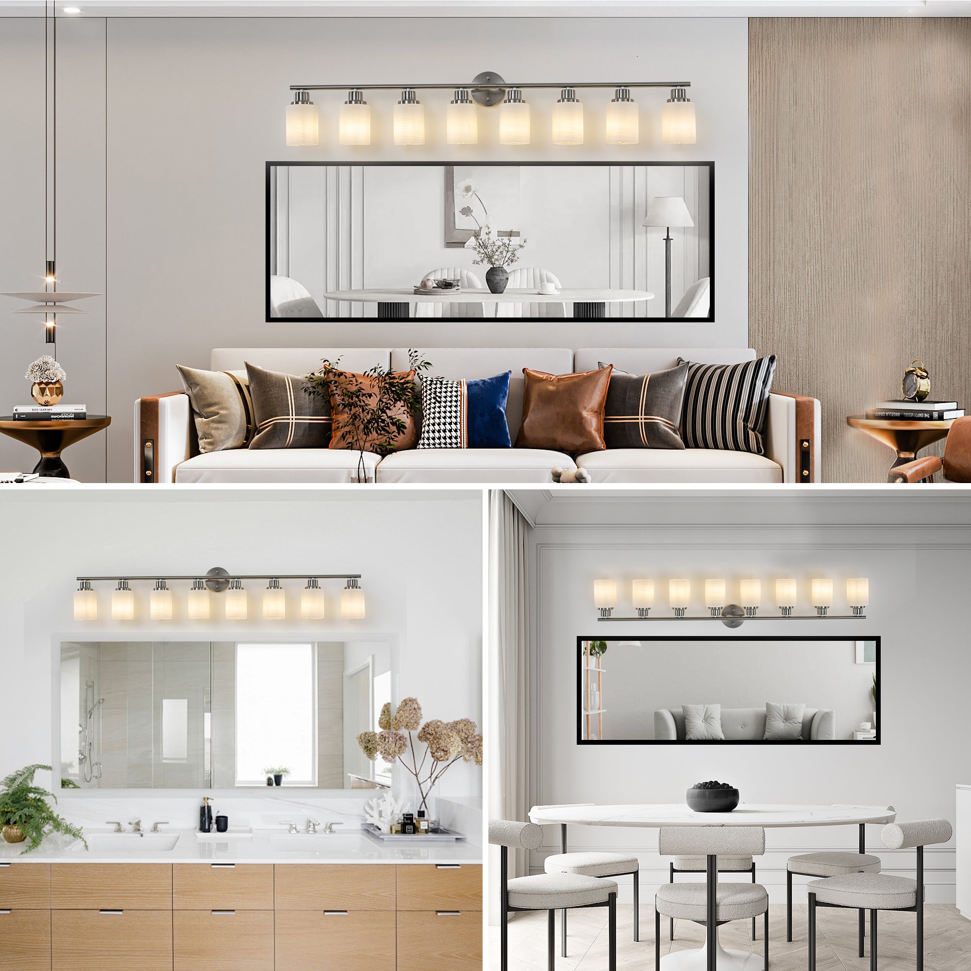 52" Modern 8-Light Vanity Wall Sconce Light Fixture