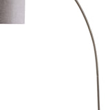 86" Beige and Antique Gold Arched Floor Lamp with Gray Drum Shade