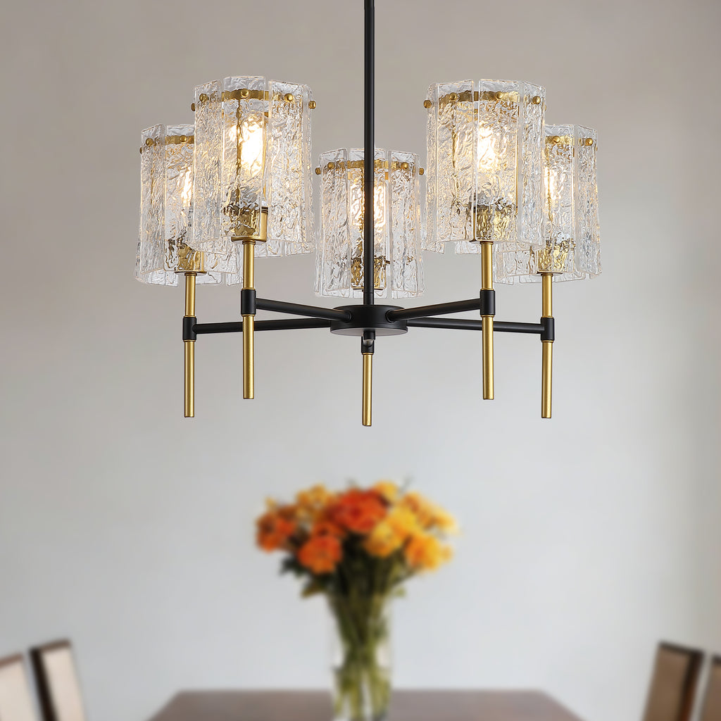Modern 5-Light Black and Gold Chandelier