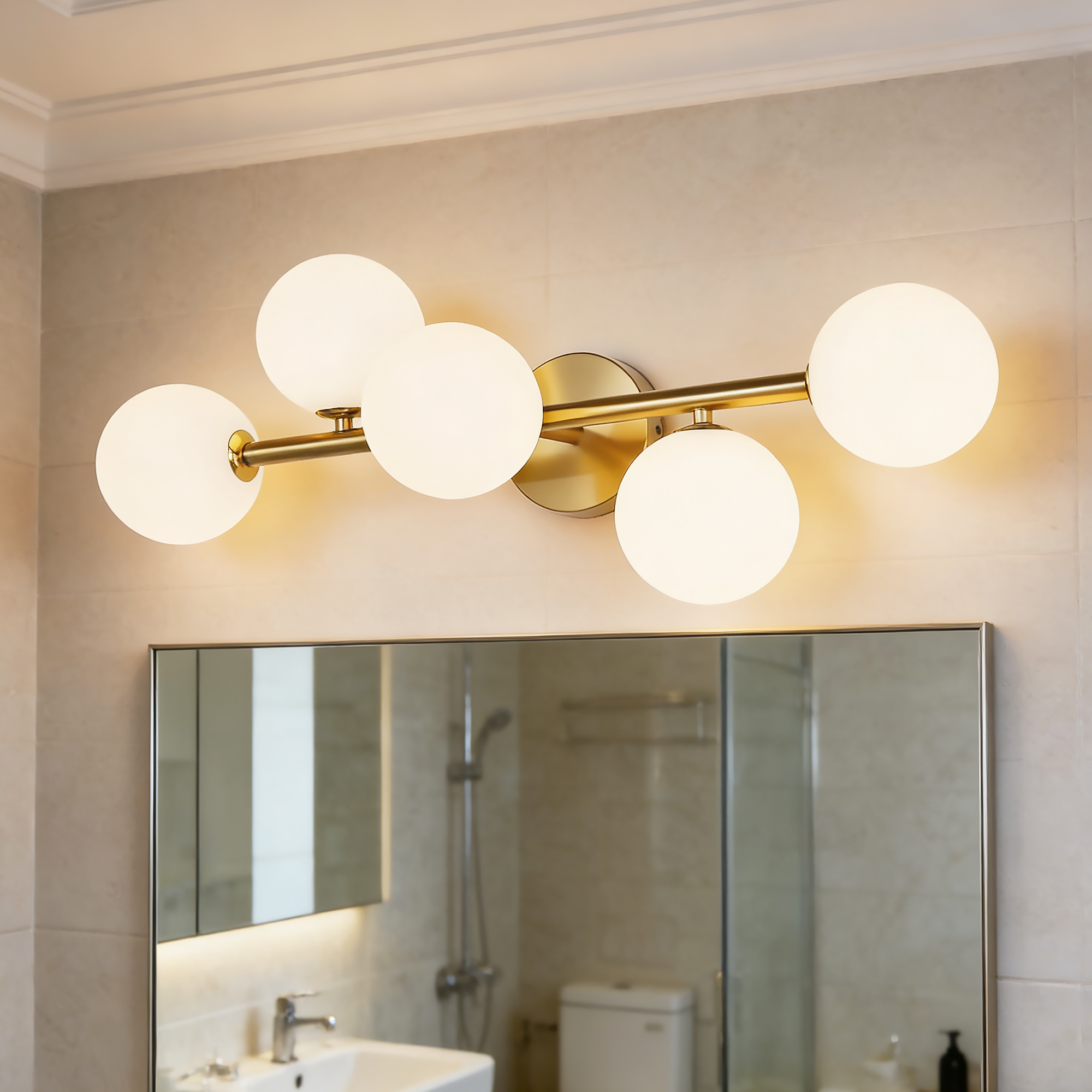 5-Light Bathroom Light Fixtures Ceiling Light