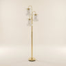 63" Gold Three Lights Candelabra Floor Lamp With Clear Faux Crystal Shades