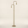 63" Brass Two Light Torchiere Floor Lamp