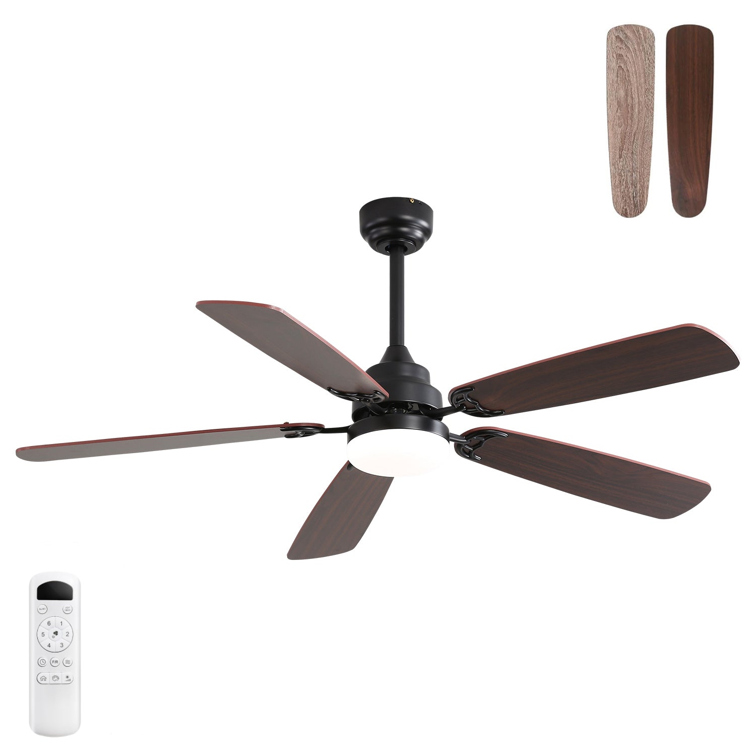 52 Inch Classics Ceiling Fan with Led Light 6 Speed Wind 5