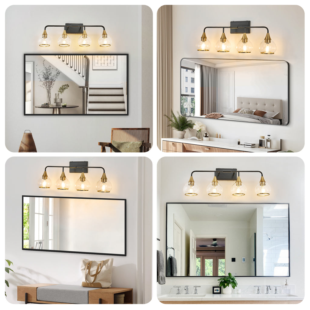 31" Modern 4-Light Vanity Wall Sconce - Black Light Fixture