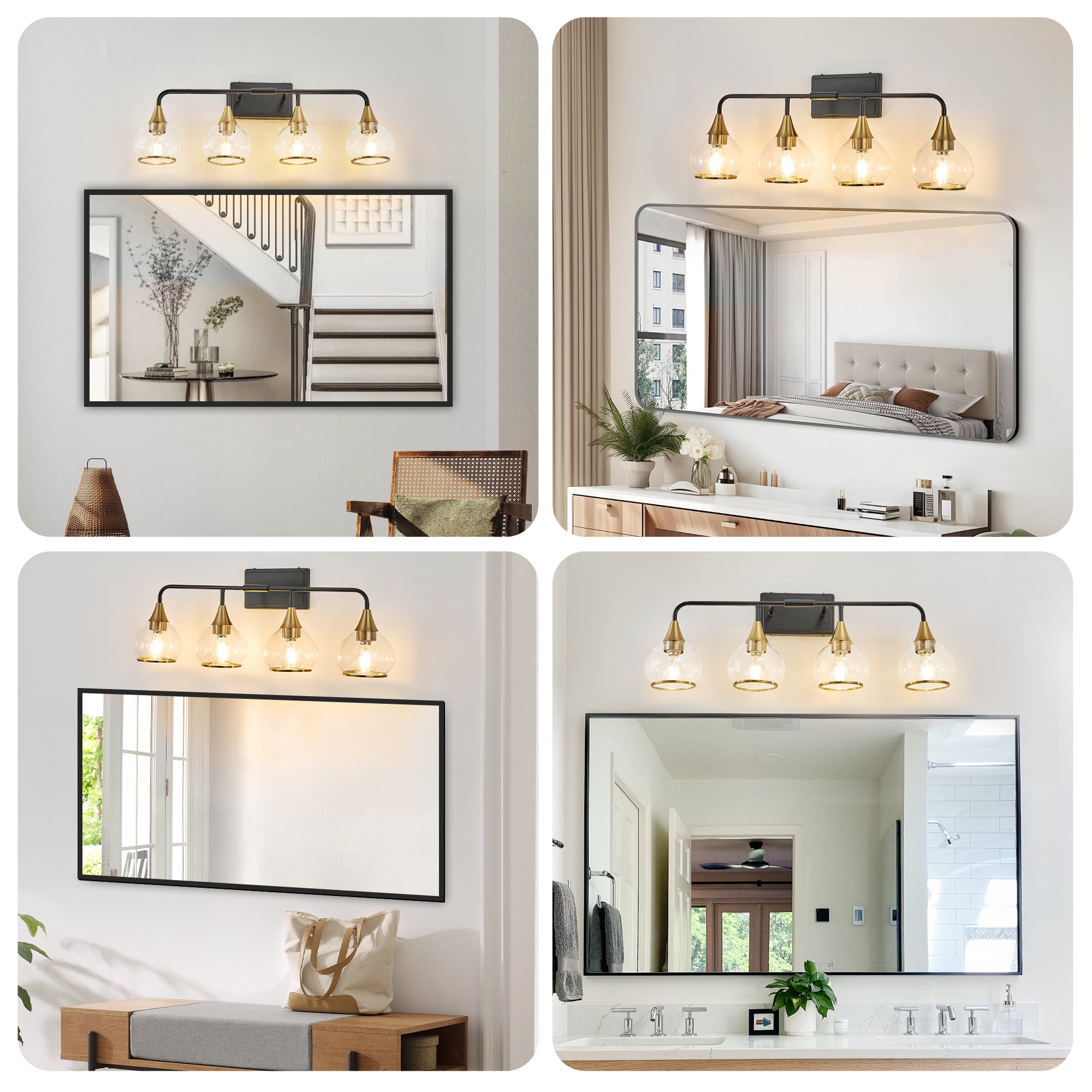 31" Modern 4-Light Vanity Wall Sconce - Black Light Fixture