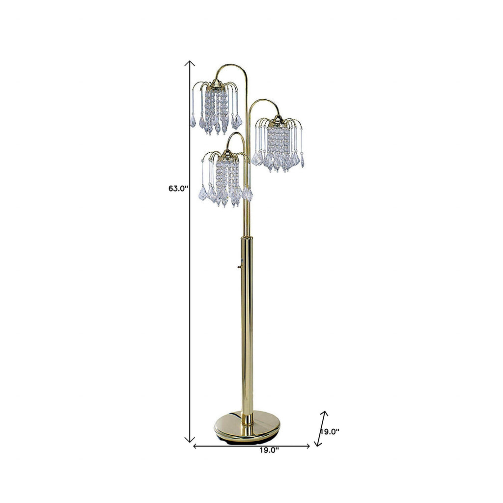 Candelle 63" 3-Light Gold Candelabra Floor Lamp