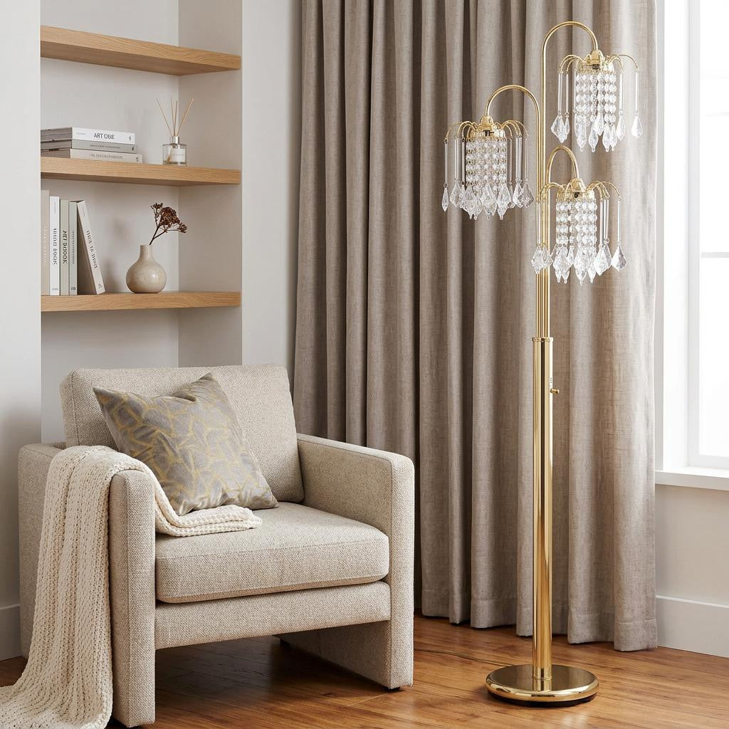 Candelle 63" 3-Light Gold Candelabra Floor Lamp