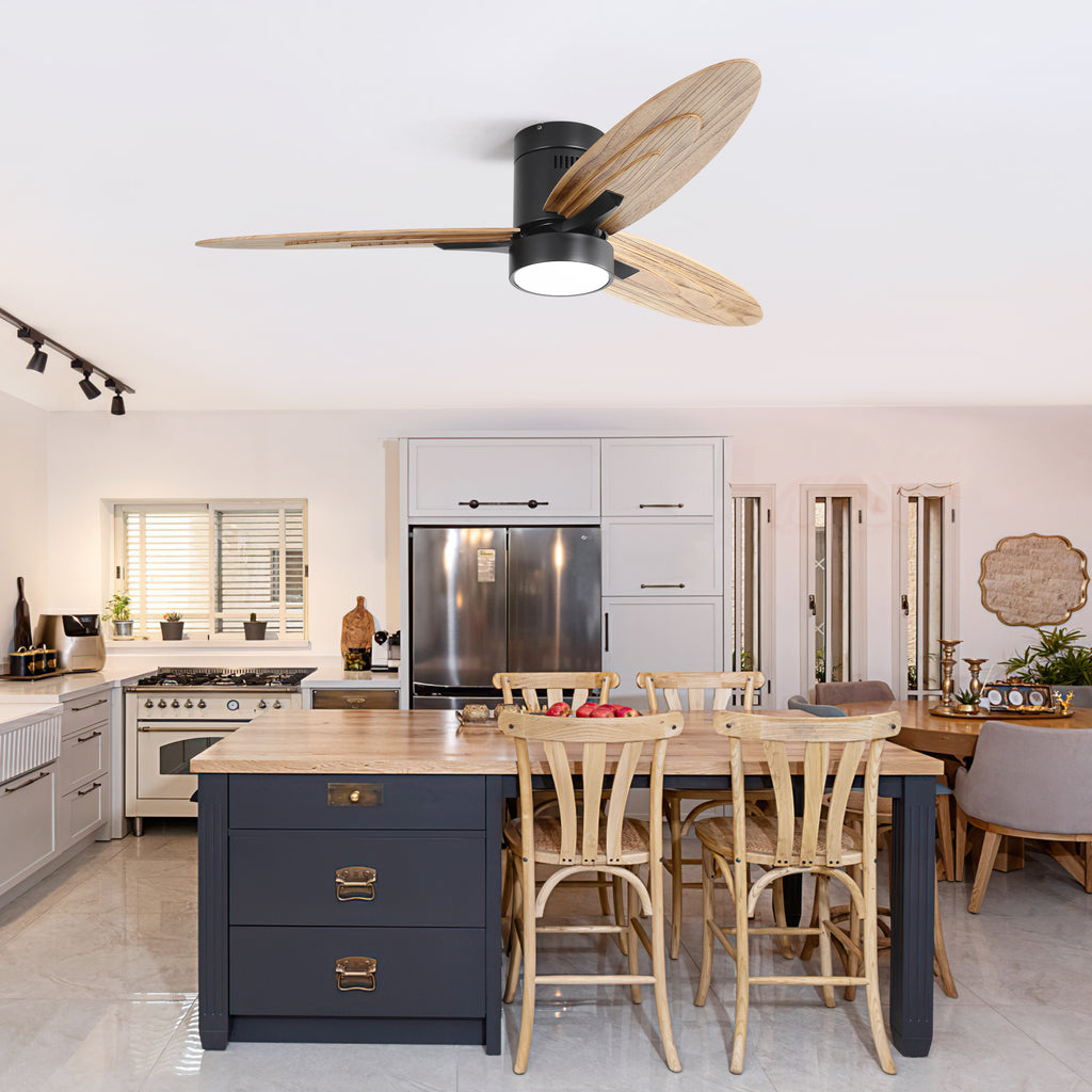56 Inch Modern Design Flush Mount Ceiling Fan with Light
