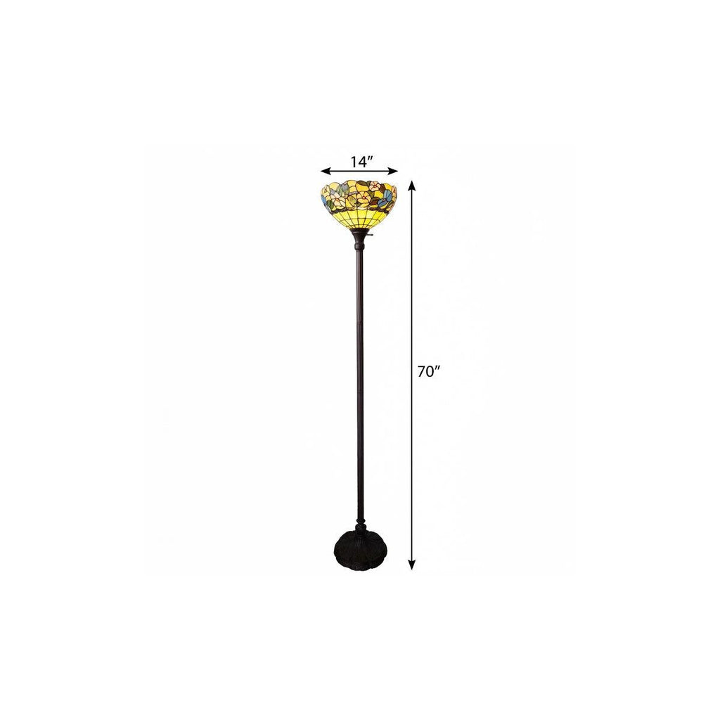 Bolvert 70" Floor Lamp, Green Glass Bowl Shade