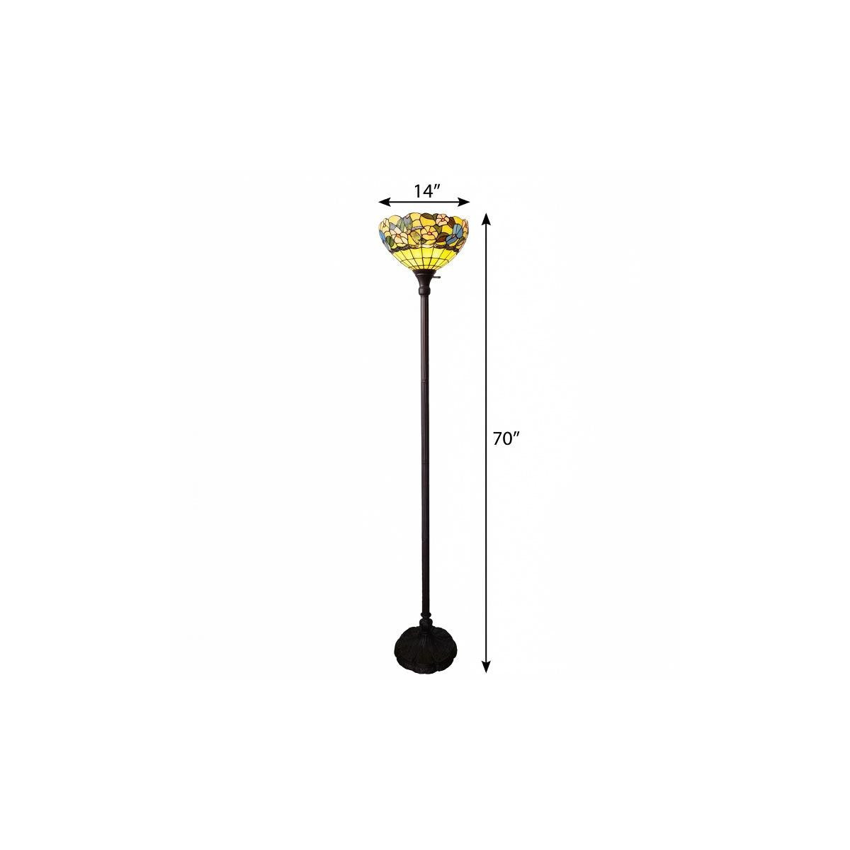 Bolvert 70" Floor Lamp, Green Glass Bowl Shade