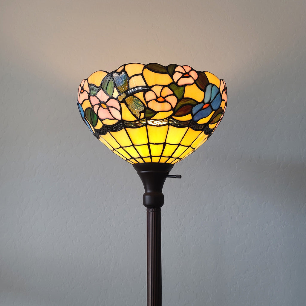 Bolvert 70" Floor Lamp, Green Glass Bowl Shade