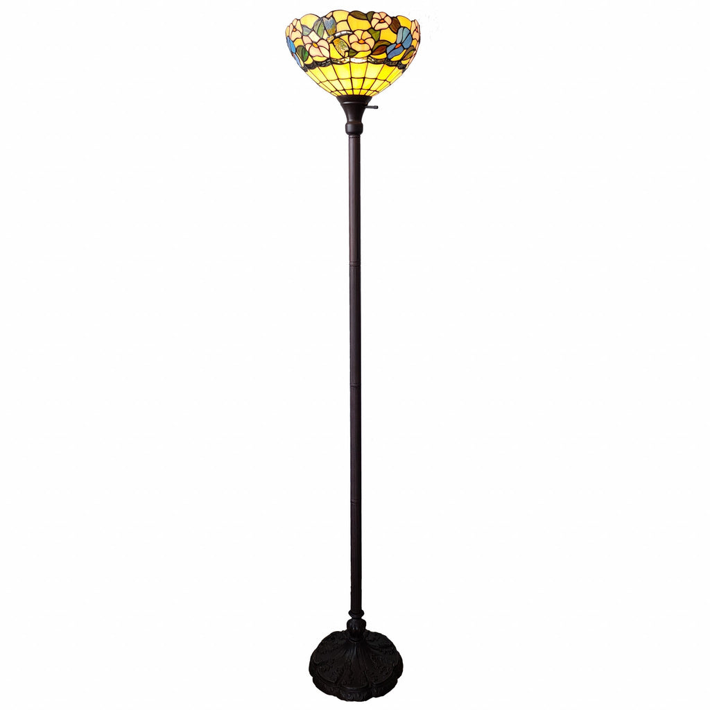 Bolvert 70" Floor Lamp, Green Glass Bowl Shade