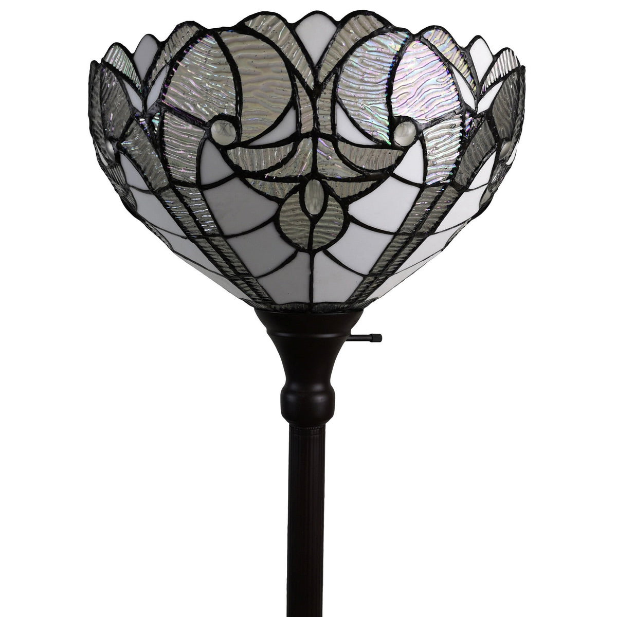Tiffanel 62" Torchiere Floor Lamp, White Tiffany Glass Dome