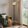 Tiffanel 62" Torchiere Floor Lamp, White Tiffany Glass Dome