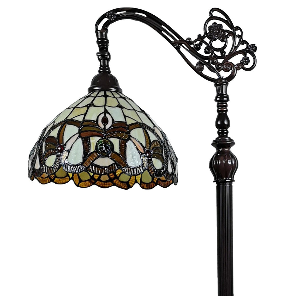Amberose 62" Arched Floor Lamp, Amber & Red Stained Glass