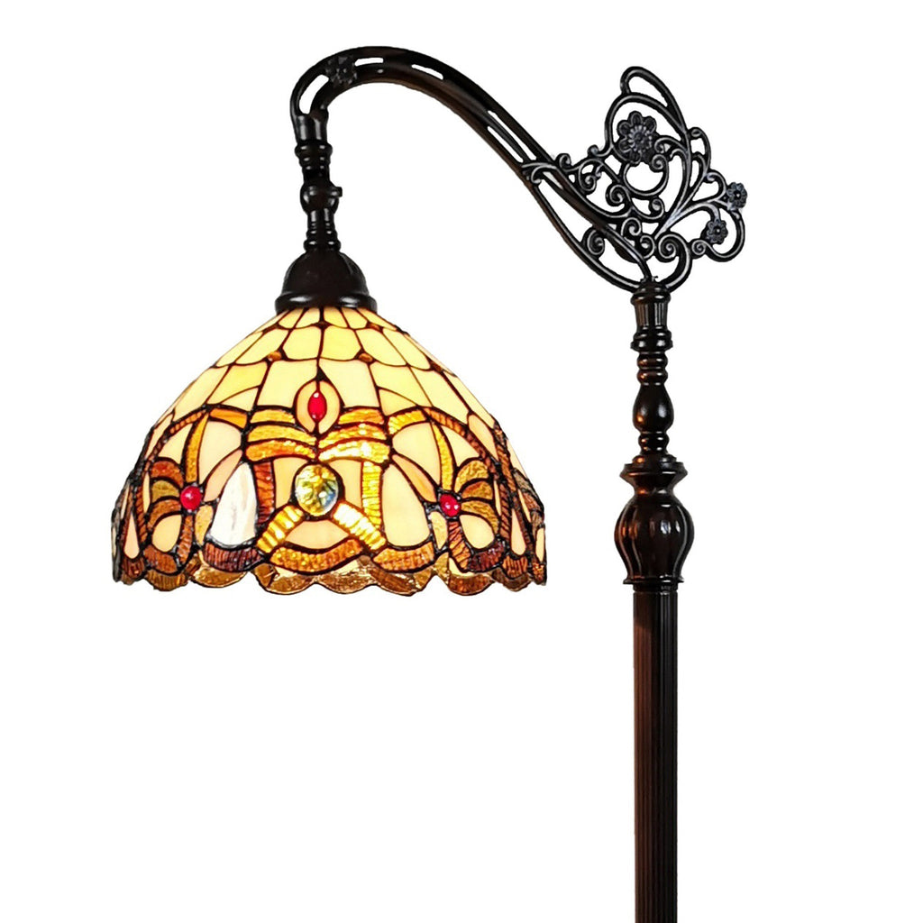 Amberose 62" Arched Floor Lamp, Amber & Red Stained Glass