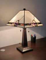 22" Dark Brown Metal Two Light Candlestick Table Lamp with Ivory Shade