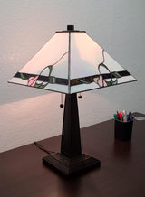 22" Dark Brown Metal Two Light Candlestick Table Lamp with Ivory Shade