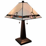 22" Dark Brown Metal Two Light Candlestick Table Lamp with Ivory Shade