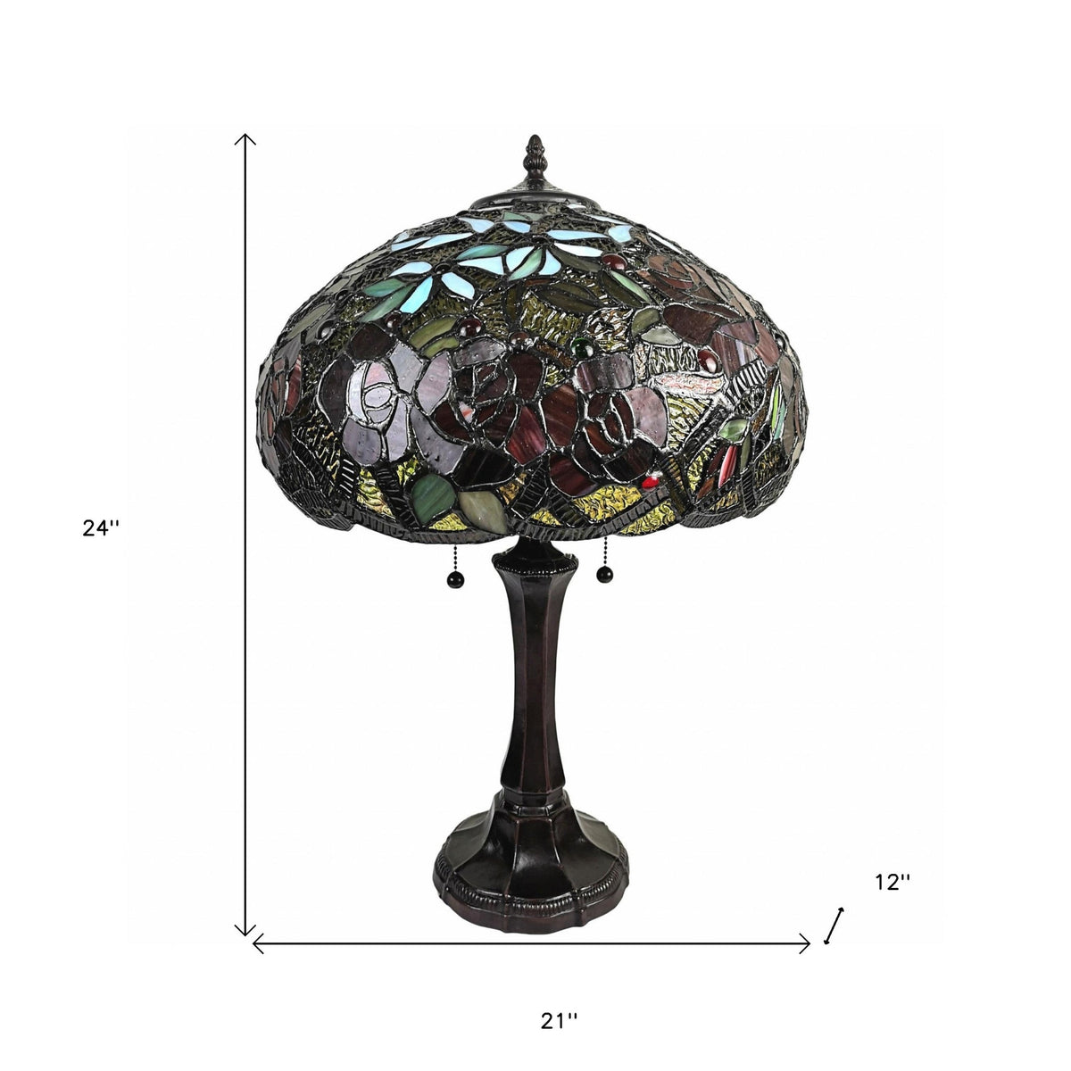 Bougeoir 24" 2-Light Candlestick Table Lamp, Red Dome