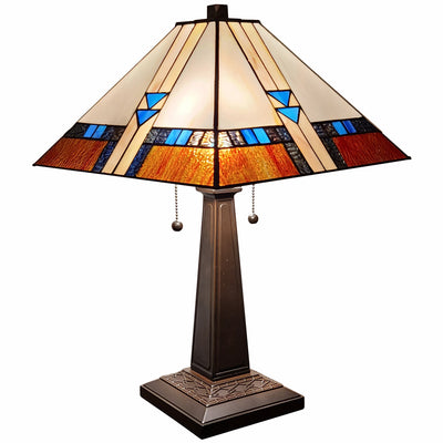 22" Dark Brown Metal Two Light Candlestick Table Lamp with Off White Empire Shade