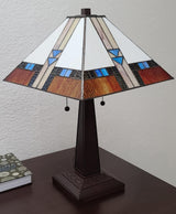 22" Dark Brown Metal Two Light Candlestick Table Lamp with Off White Empire Shade