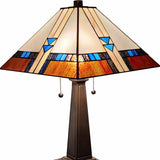 22" Dark Brown Metal Two Light Candlestick Table Lamp with Off White Empire Shade