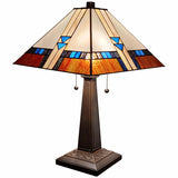 22" Dark Brown Metal Two Light Candlestick Table Lamp with Off White Empire Shade