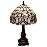 19" Dark Brown Metal Candlestick Table Lamp with White Dome Shade