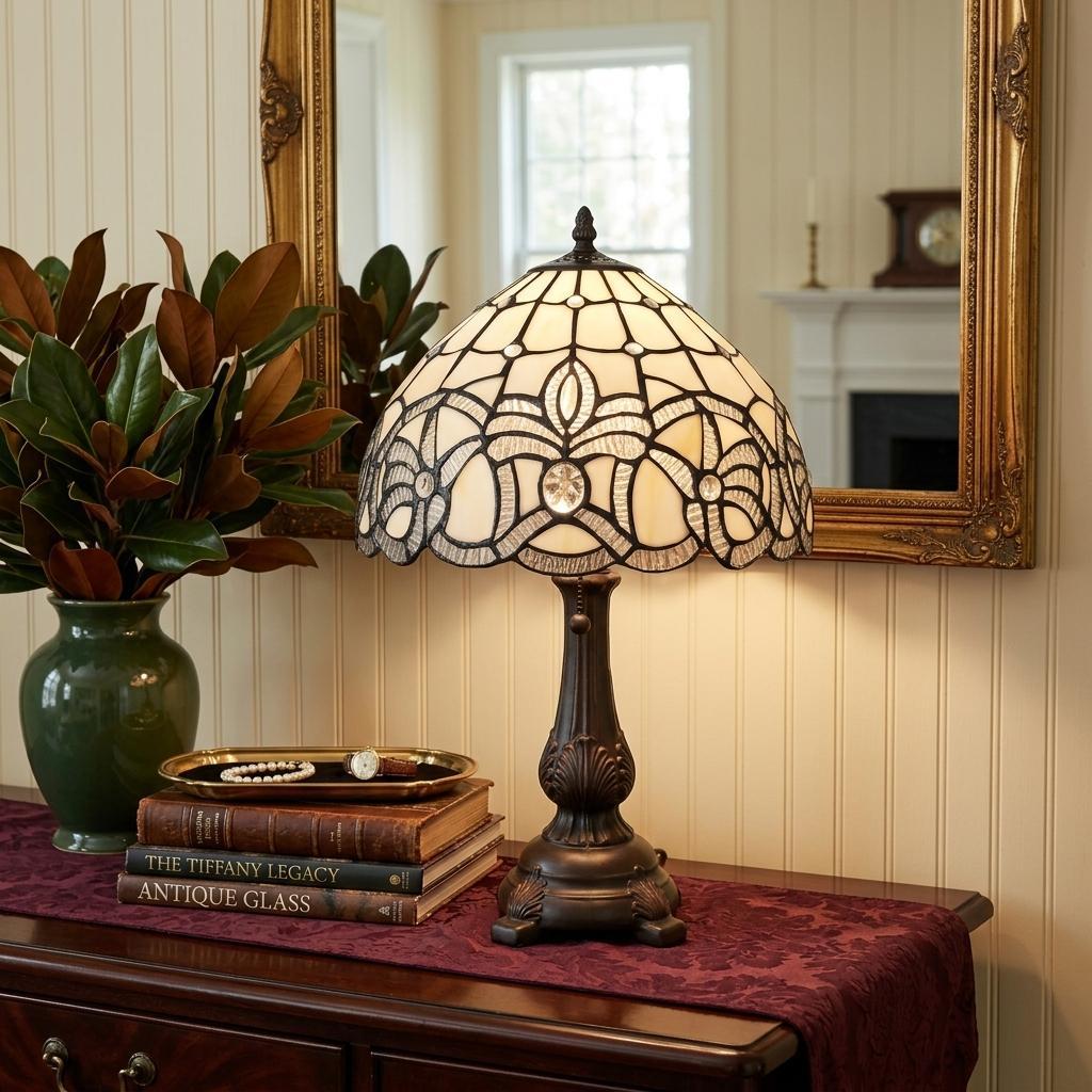 19" Dark Brown Metal Candlestick Table Lamp with White Dome Shade
