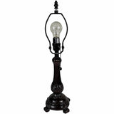 19" Dark Brown Metal Candlestick Table Lamp with White Dome Shade