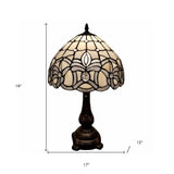 19" Dark Brown Metal Candlestick Table Lamp with White Dome Shade