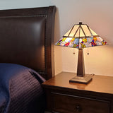 22" Dark Brown Metal Two Light Candlestick Table Lamp with White Shade