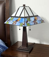 22" Dark Brown Metal Two Light Candlestick Table Lamp with White Shade