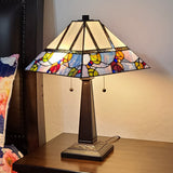 22" Dark Brown Metal Two Light Candlestick Table Lamp with White Shade