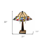 22" Dark Brown Metal Two Light Candlestick Table Lamp with White Shade