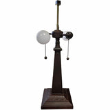 22" Dark Brown Metal Two Light Candlestick Table Lamp with White Shade