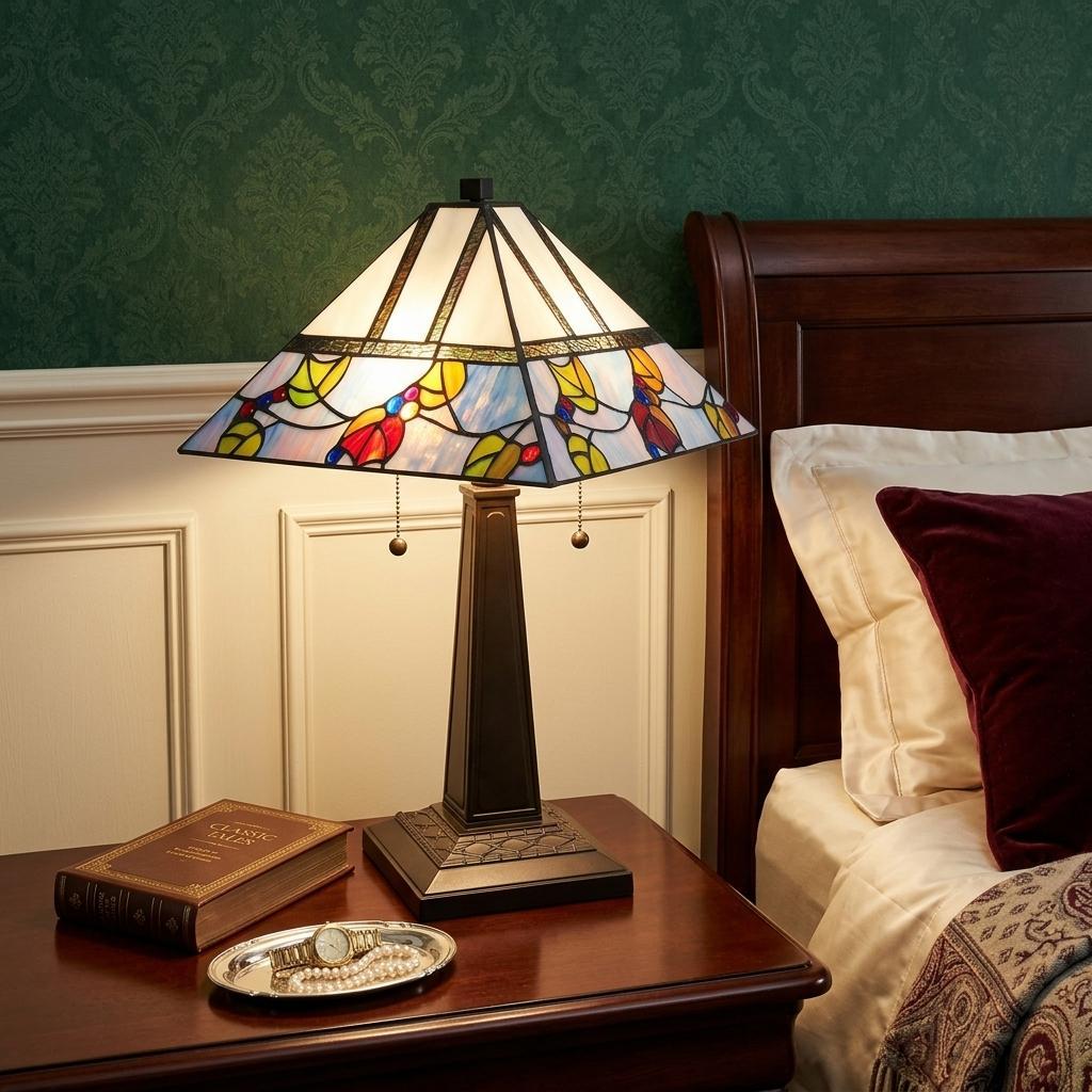 22" Dark Brown Metal Two Light Candlestick Table Lamp with White Shade