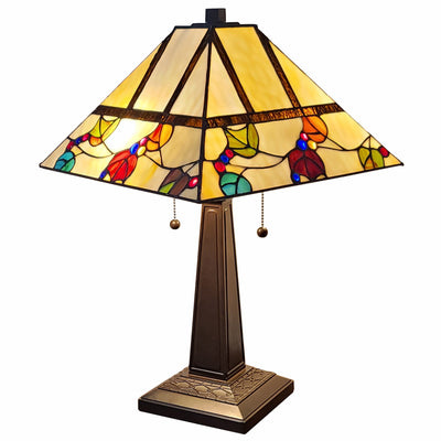 22" Dark Brown Metal Two Light Candlestick Table Lamp with White Shade