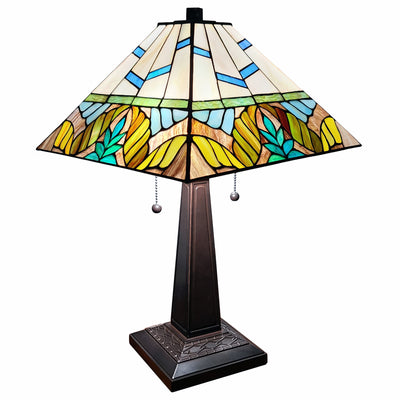 22" Dark Brown Metal Two Light Candlestick Table Lamp with White Shade