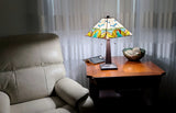 22" Dark Brown Metal Two Light Candlestick Table Lamp with White Shade